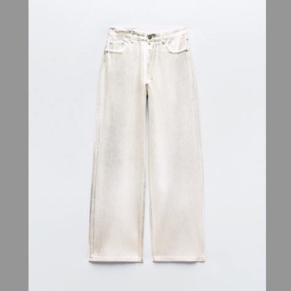 Zara TRF Mid Waist Loose Foil Jeans - Picture 1 of 4